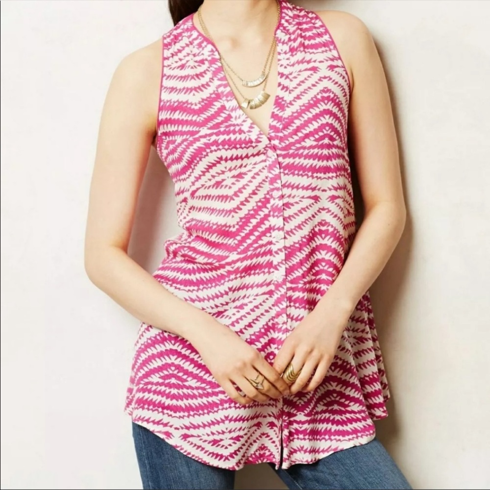 Anthropologie Maeve Pink Ada Sleeveless Blouse
